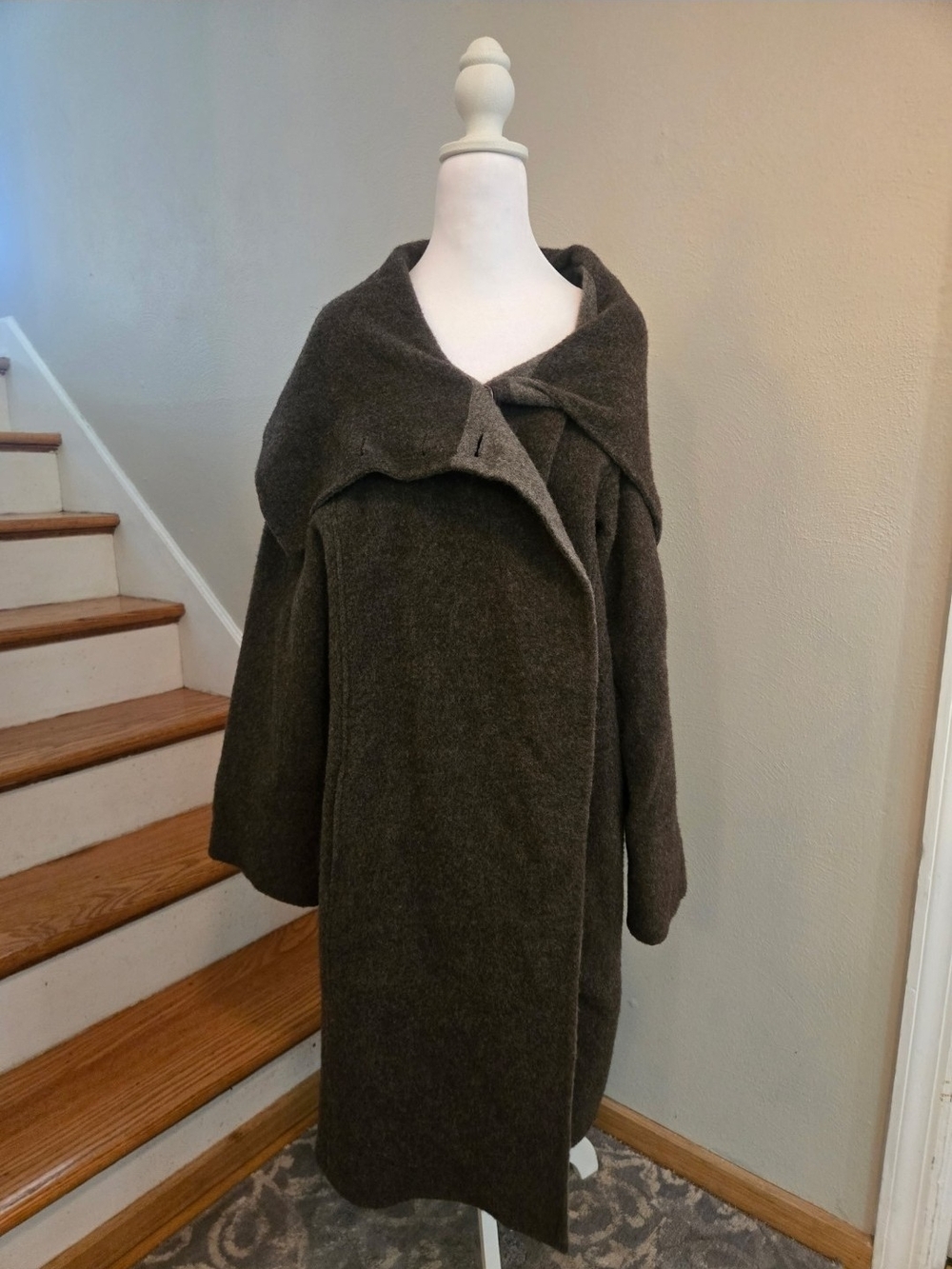Eileen Fischer Doubleface Alpaca Wool Statement Button Collar Coat Women Size XL